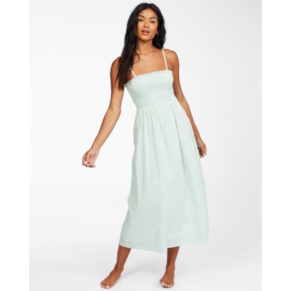 Billabong Mint Smocked Midi Dress - Picture 4 of 8